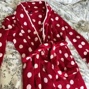 Red and White Plush Robe